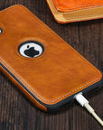 Solid Color PU Leather Phone Case For iPhones