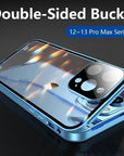 Double Sided Glass Snap Lock Case For iPhones