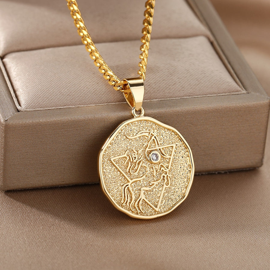 Astrological Sign Coin Pendant Necklace